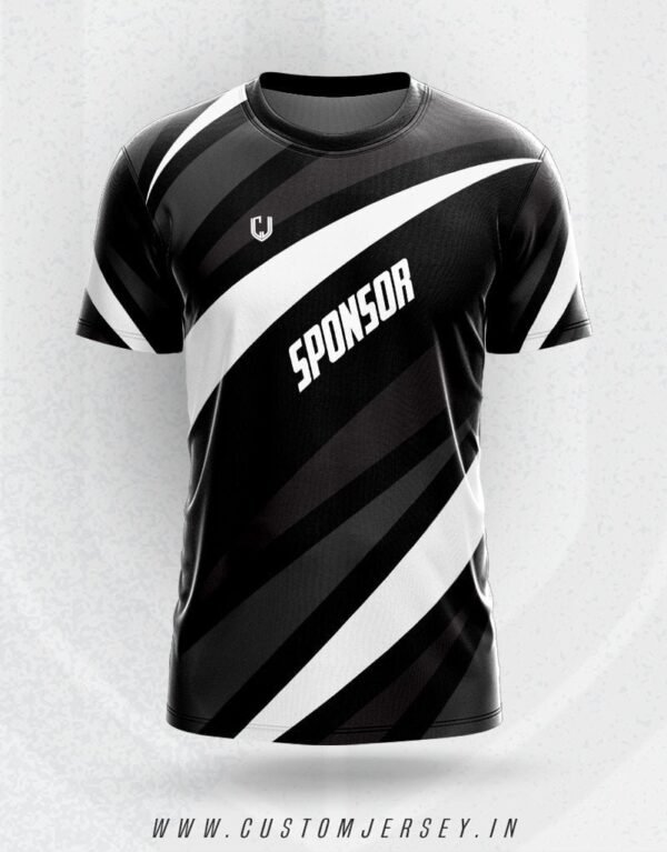 Big Lines Of White On Black Jersey BK-05