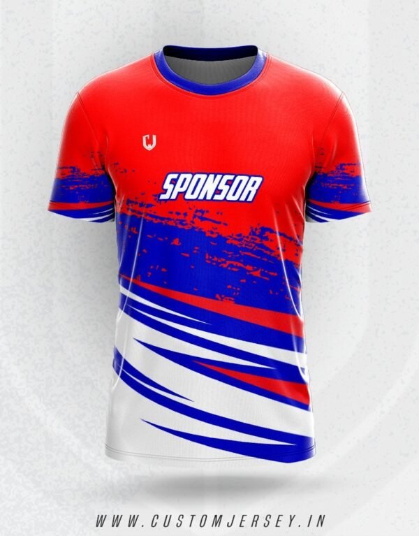 Red Blue Grunge Jersey R-11